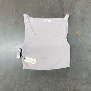Babaton Cropped Tank Top Womens Medium Opal Grey Sleeveless Minimalist NWT